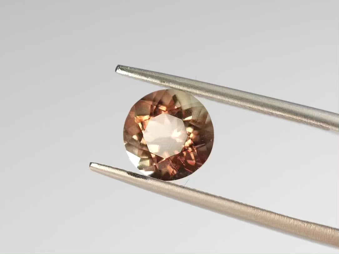 バイカラーオレゴンサンストーン ラウンドカット アメリカ産 1.60ct【os210618-323】