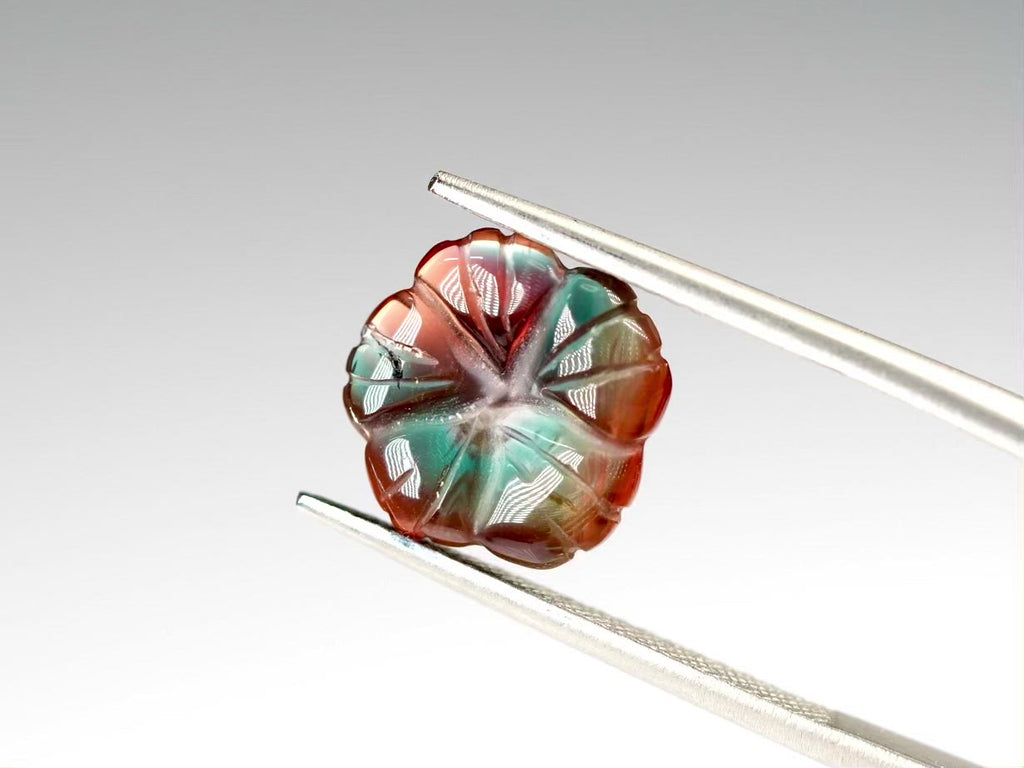 バイカラーオレゴンサンストーン フラワーカット アメリカ産 2.46ct【os210618-280】