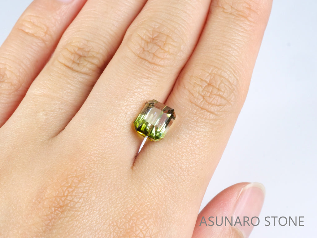 バイカラートルマリン エメラルドカット ルワンダ産 4.54ct【tm210610-337】