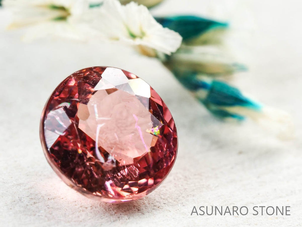 オレンジピンクトルマリン ラウンドカット ルワンダ産 　1.41ct【211119-386】