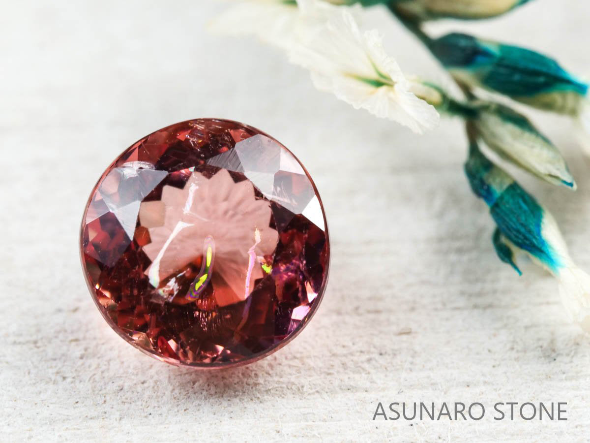 オレンジピンクトルマリン ラウンドカット ルワンダ産 　1.41ct【211119-386】