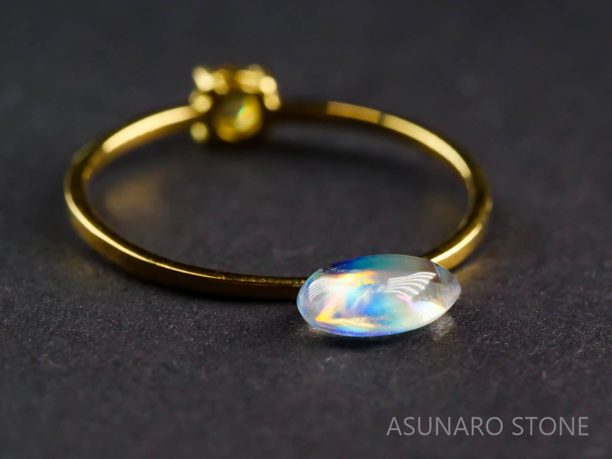 アンデシンラブラドライト ペアシェイプカボション　インド産　　0.60ct【211125-537】