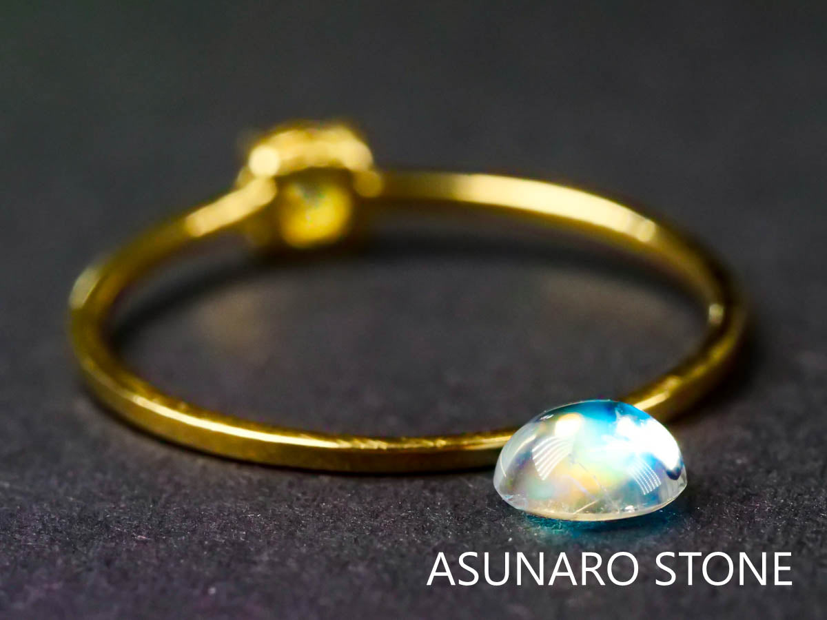 アンデシンラブラドライト  ラウンドカボション　インド産　　0.41ct【211129-541】