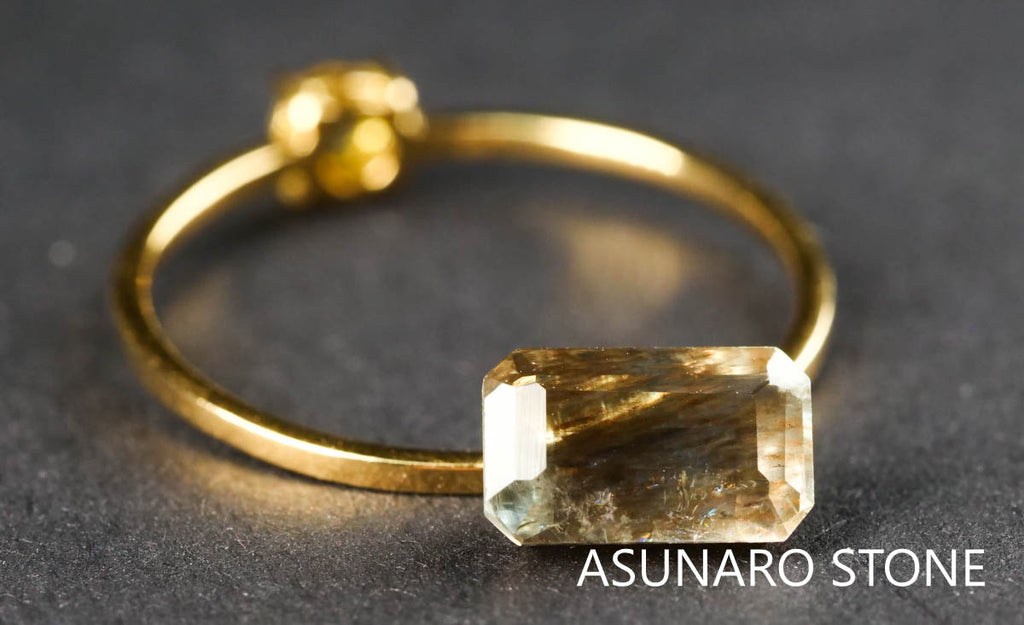アクアマリンサンストーン　エメラルドカット ブラジル産  1.07ct 【211213-556】