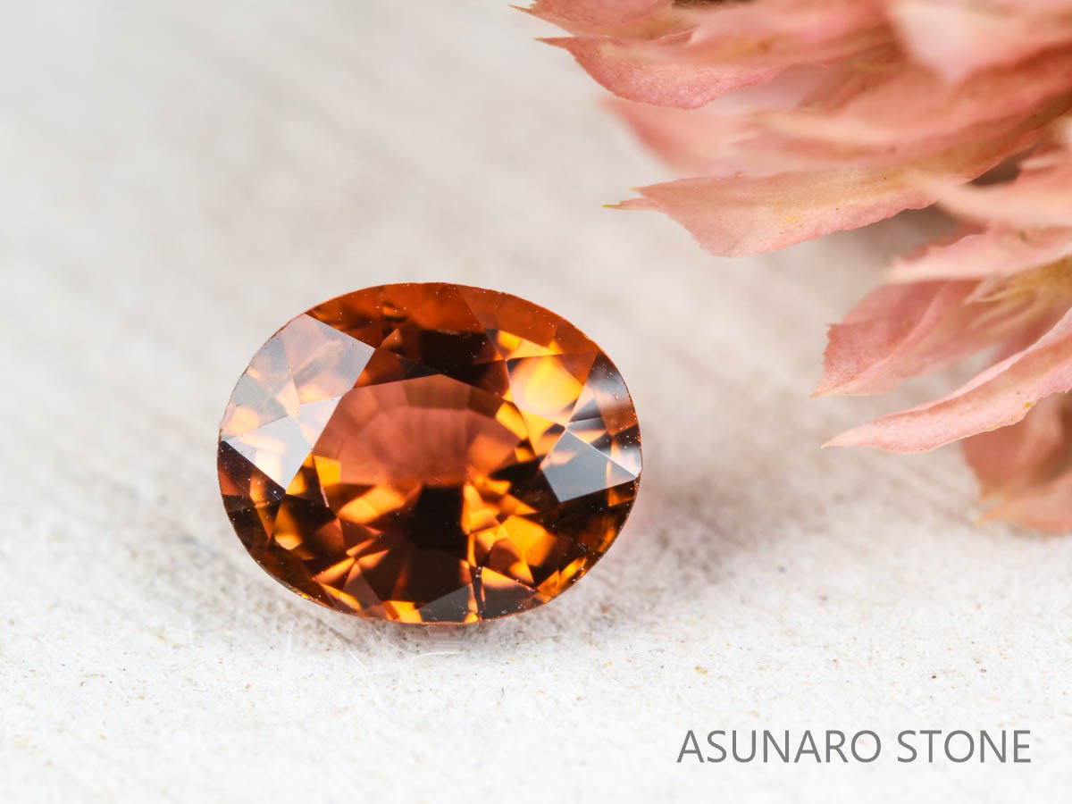 オレンジピンクトルマリン オーバルカット ルワンダ産 0.66ct【211215-569】