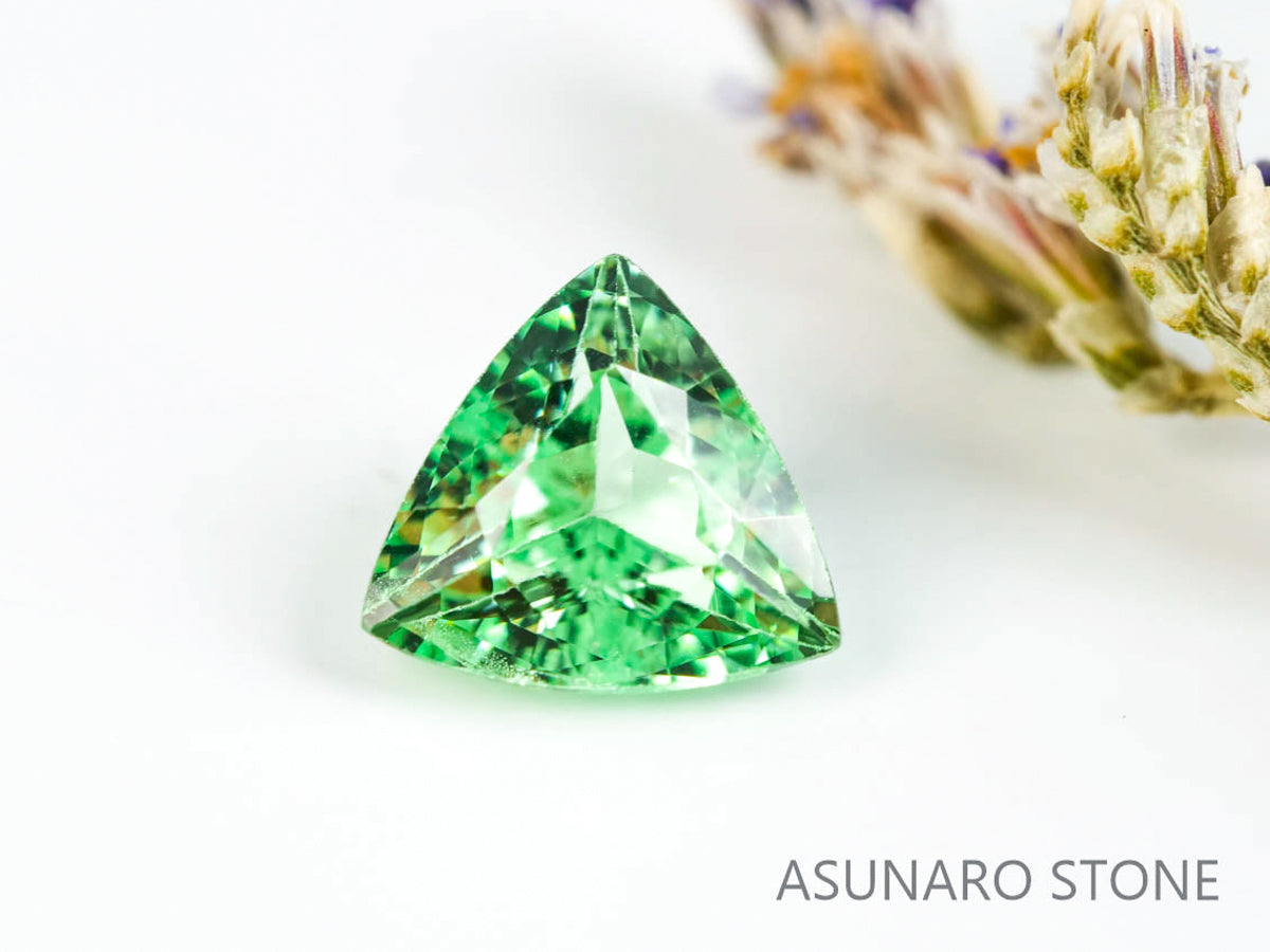 ミントガーネット タンザニア産  トリリアントカット　 0.58ct【220131-347】