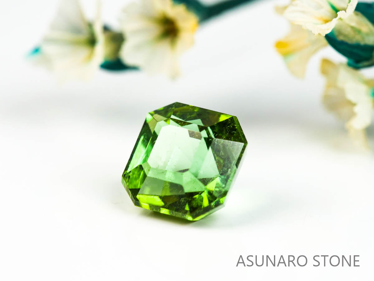 ミントグリーントルマリン アッシャーカット アフガニスタン産 0.99ct   【220210-632】