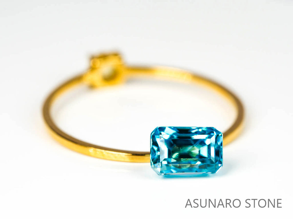 ブルージルコン　ラタナキリブルー　エメラルドカット　1.47ct　カンボジア産　【220317-607】