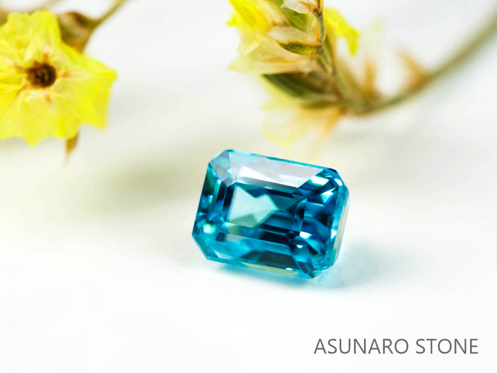 ブルージルコン　ラタナキリブルー　エメラルドカット　1.78ct　カンボジア産　【220317-609】