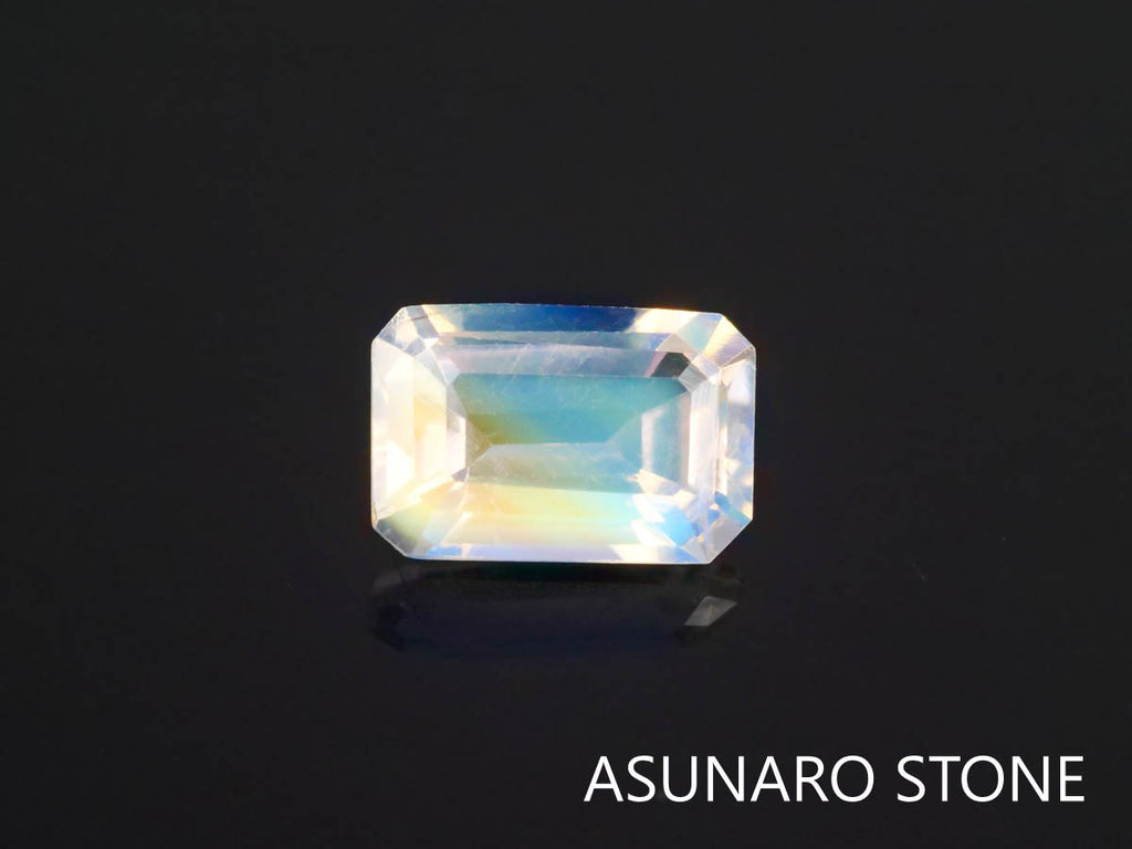 アンデシンラブラドライト  エメラルドカット　インド産　　0.51ct【220404-615】