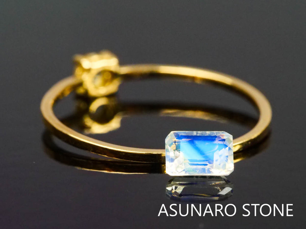 アンデシンラブラドライト  エメラルドカット　インド産　　0.35ct【220404-622】