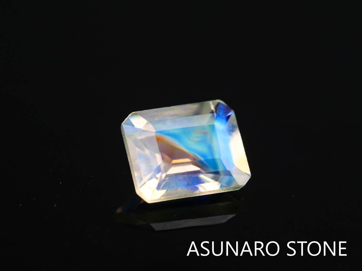 アンデシンラブラドライト  エメラルドカット　インド産　　0.38ct【220404-625】
