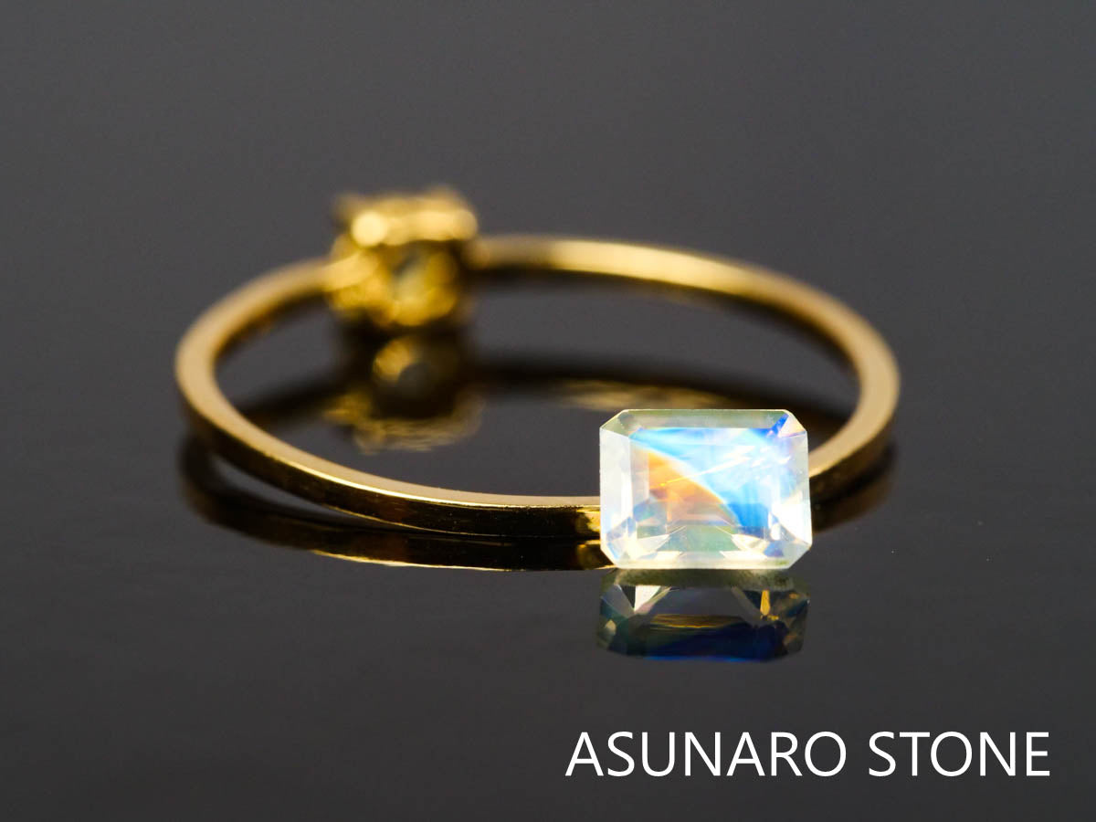 アンデシンラブラドライト  エメラルドカット　インド産　　0.38ct【220404-625】