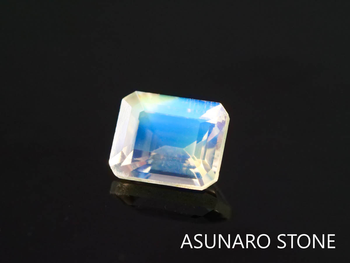 アンデシンラブラドライト  エメラルドカット　インド産　　0.42ct【220404-626】