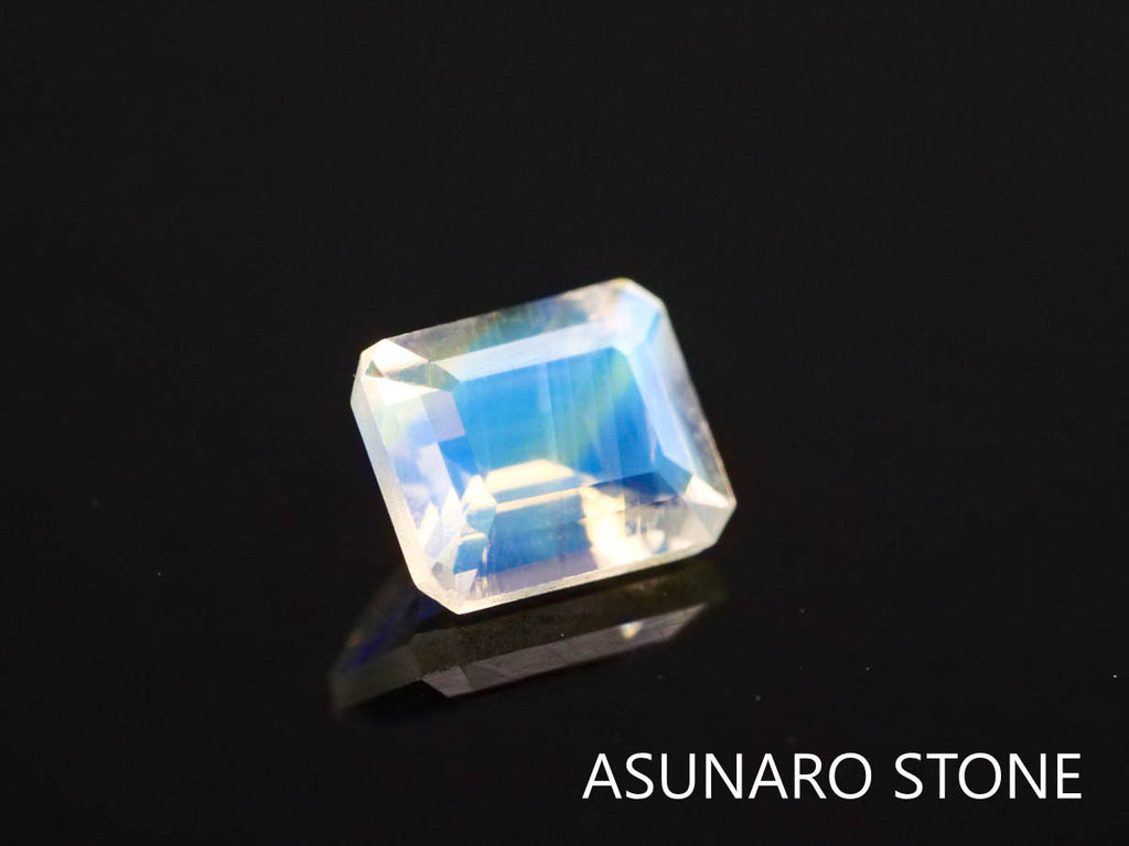 アンデシンラブラドライト  エメラルドカット　インド産　　0.42ct【220404-626】
