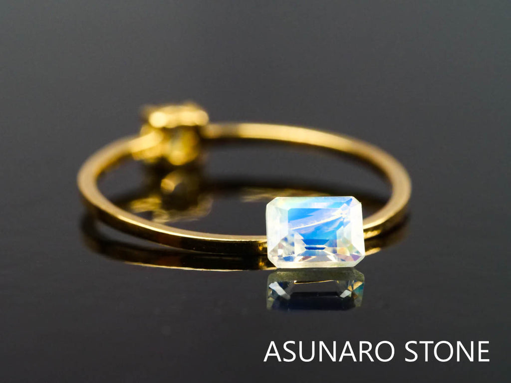アンデシンラブラドライト  エメラルドカット　インド産　　0.42ct【220404-626】