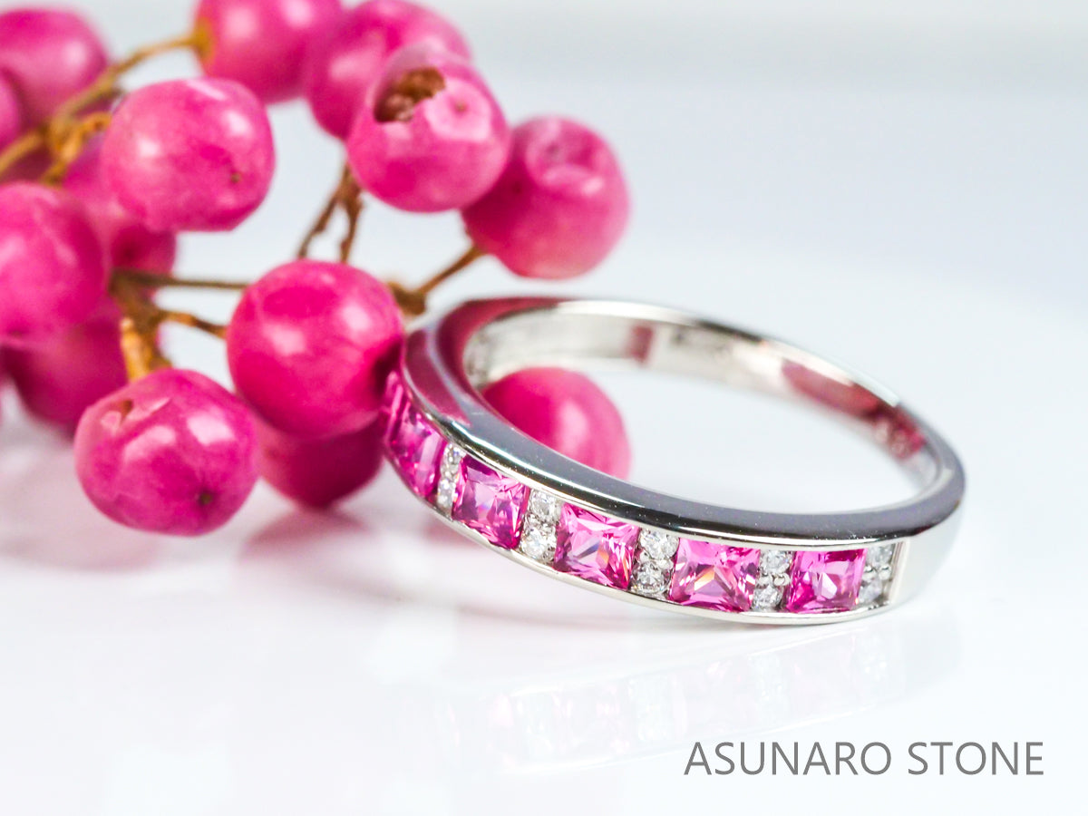 【お仕立て用】空枠番号：3021C　プリンセスカット2.5mm用　リング枠　ハーフエタニティ【オーダージュエリー用】hpv