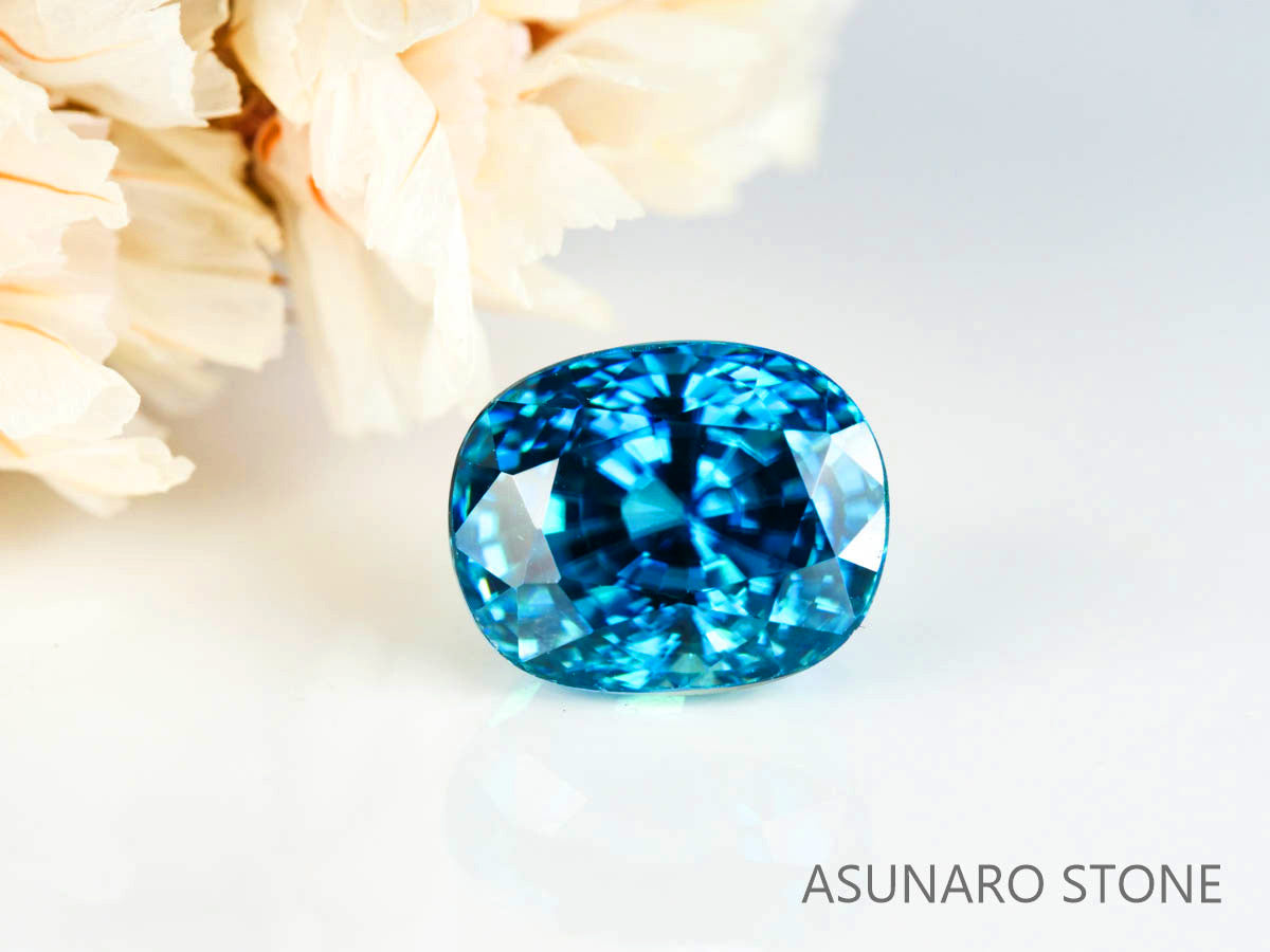 ブルージルコン　ラタナキリブルー　クッションカット　3.59ct　カンボジア産　【220615-719】