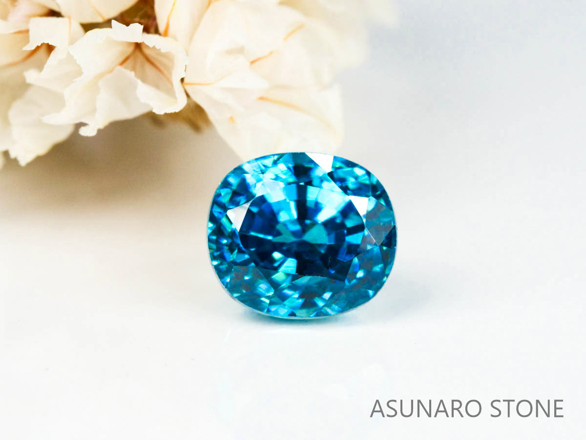 ブルージルコン　ラタナキリブルー　クッションカット　3.05ct　カンボジア産　【220615-721】