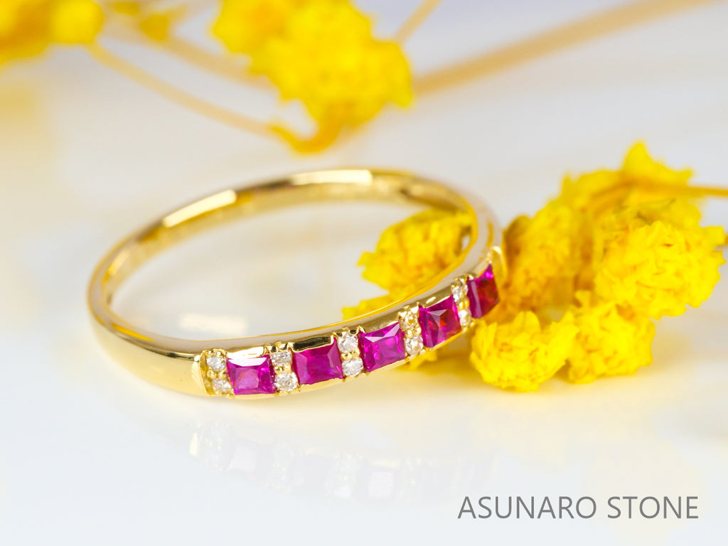 【お仕立て用】空枠番号：3014C　プリンセスカット2mm用　リング枠　ハーフエタニティ【オーダージュエリー用】hpv