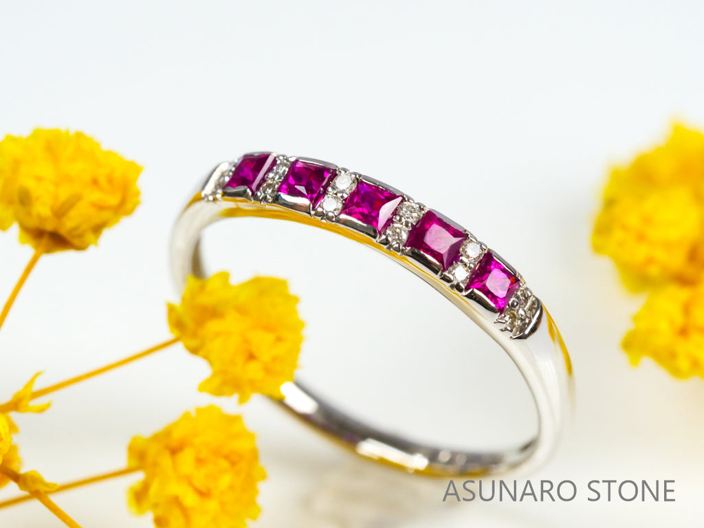 【お仕立て用】空枠番号：3014C　プリンセスカット2mm用　リング枠　ハーフエタニティ【オーダージュエリー用】hpv