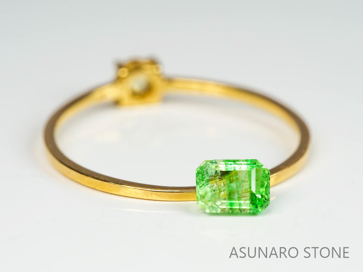 バイカラーガーネット　エメラルドカット　 タンザニア産　0.49ct　【220620-754】