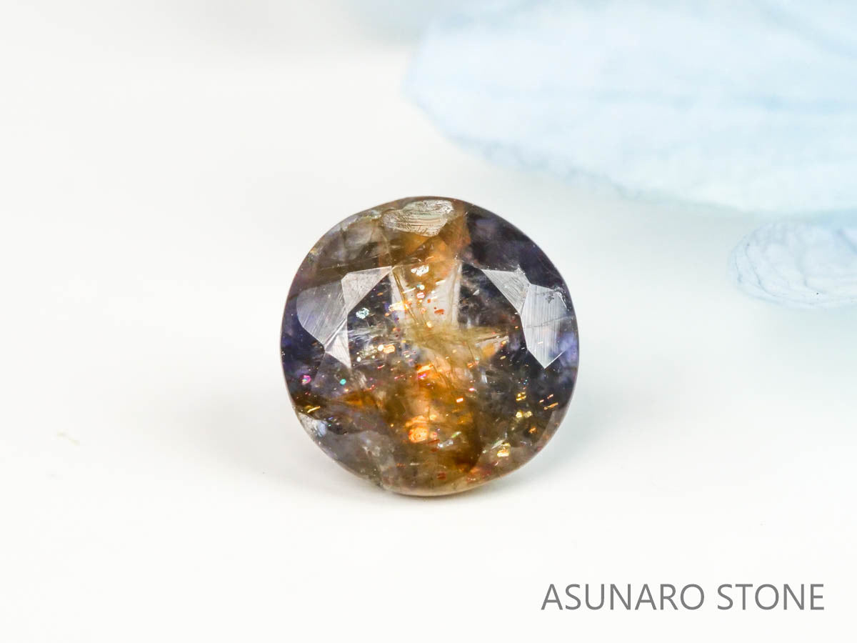 ブラッドショットアイオライト　ラウンドカット 　インド産　　0.71ct【220728-993】