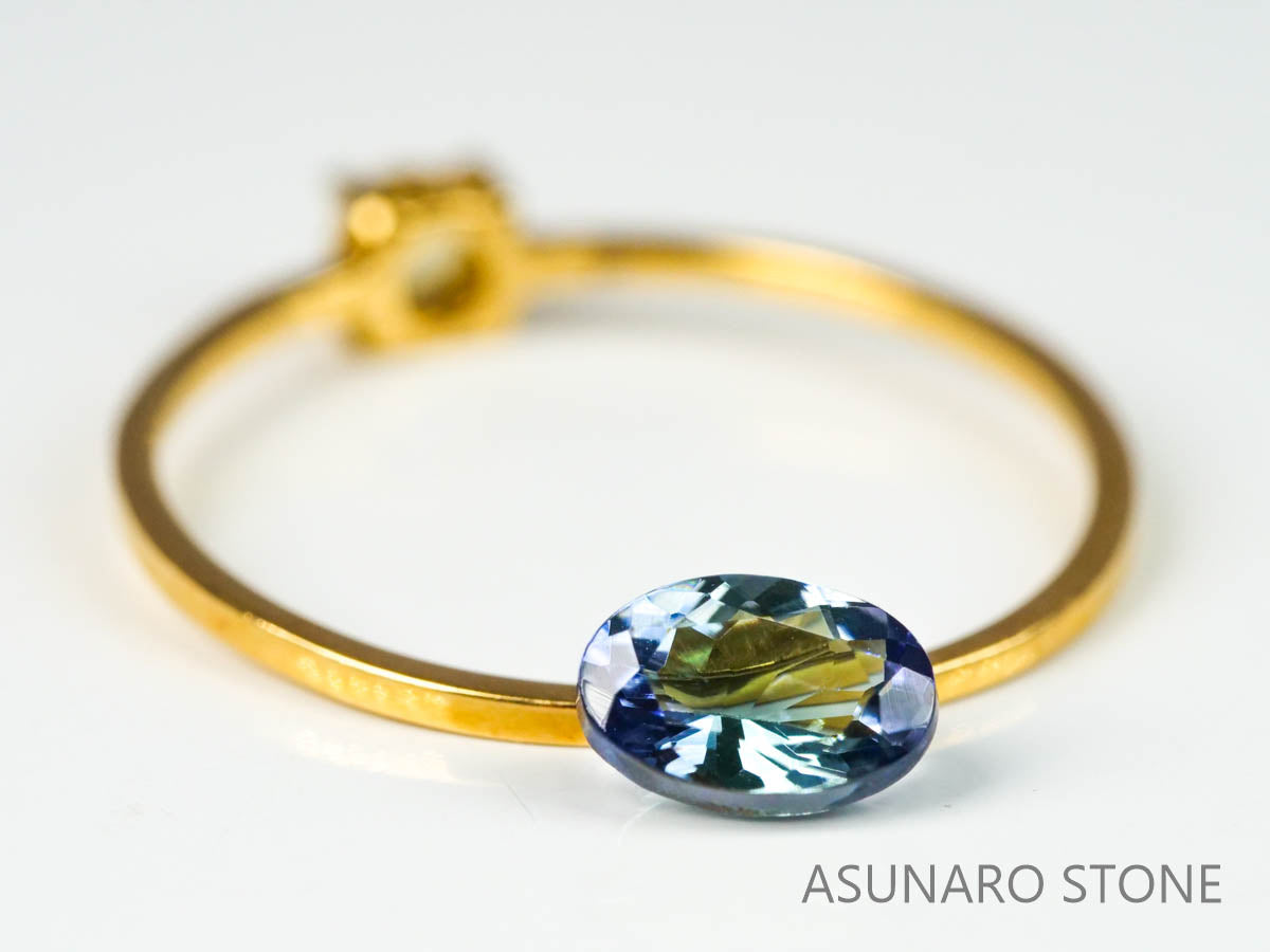 バイカラータンザナイト（ゾイサイト）  オーバルカット　タンザニア産　　0.60ct【220818-1087】