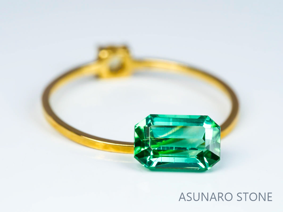 ブルーグリーントルマリン 　エメラルドカット 　アフガニスタン産 1.24ct　【221109-1137】