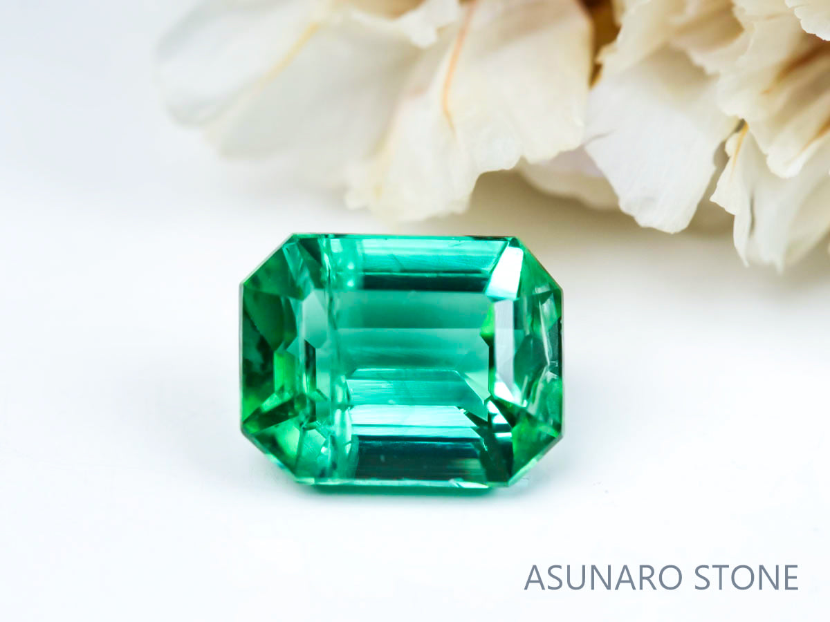 ブルーグリーントルマリン 　エメラルドカット 　アフガニスタン産 1.29ct　【221109-1138】