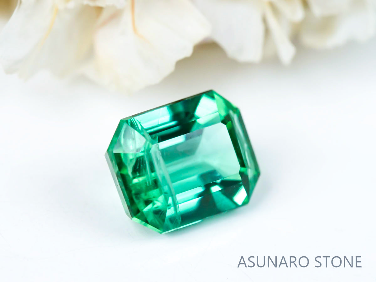 ブルーグリーントルマリン 　エメラルドカット 　アフガニスタン産 1.29ct　【221109-1138】