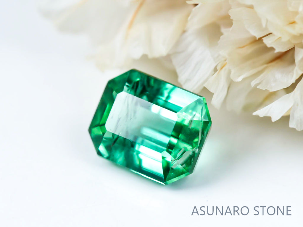 ブルーグリーントルマリン 　エメラルドカット 　アフガニスタン産 1.29ct　【221109-1138】