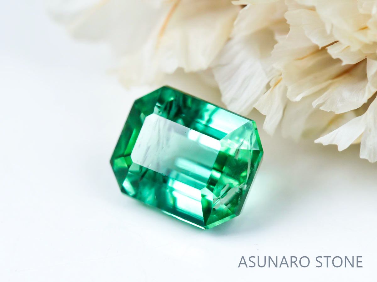 ブルーグリーントルマリン 　エメラルドカット 　アフガニスタン産 1.29ct　【221109-1138】