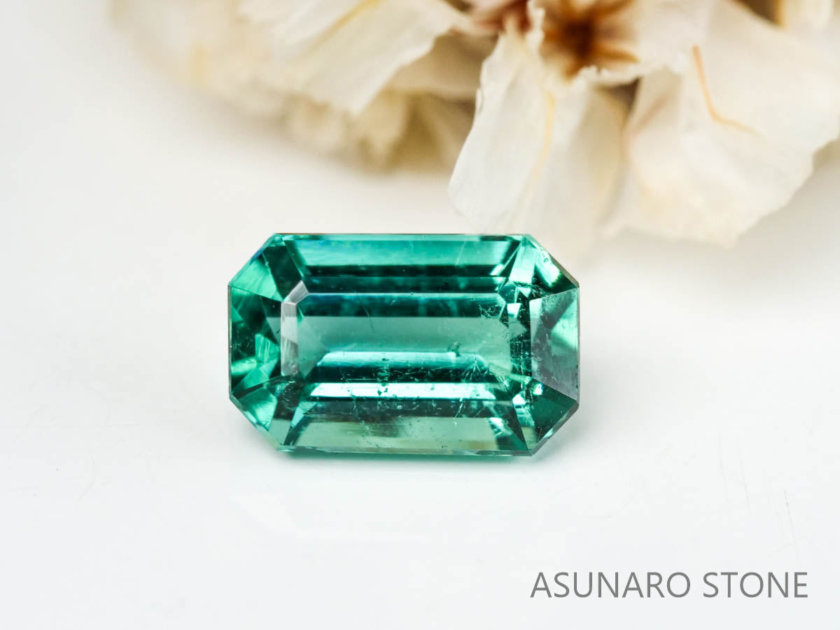 ブルーグリーントルマリン 　エメラルドカット 　アフガニスタン産 　1.28ct　【221109-1144】