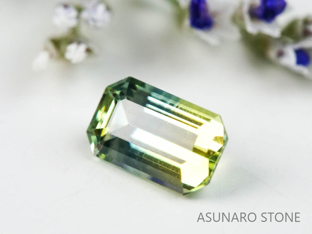 バイカラーサファイア 　エメラルドカット　 スリランカ産　0.34ct【221017-1152】