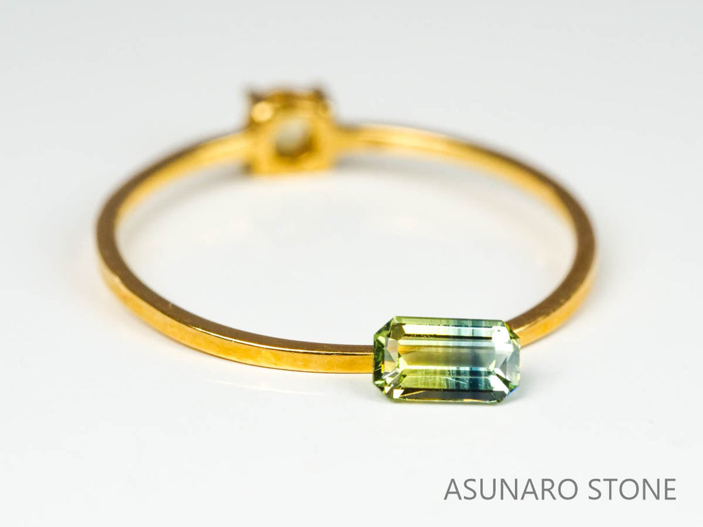 バイカラーサファイア 　エメラルドカット　 スリランカ産　0.34ct【221017-1152】