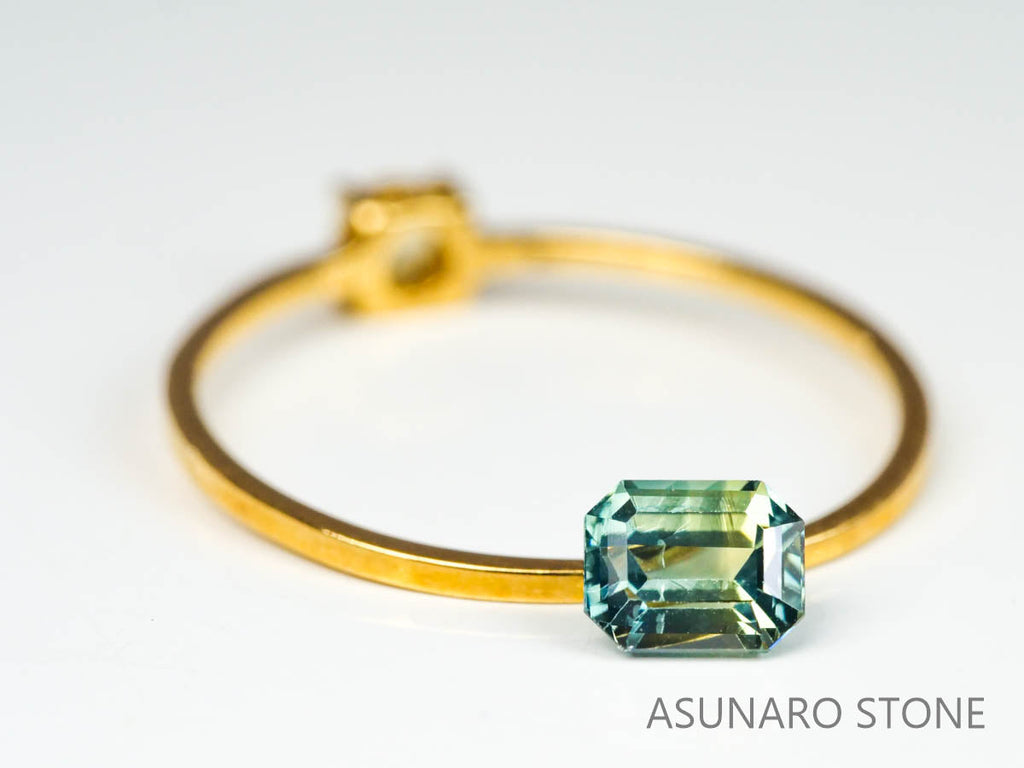 バイカラーサファイア 　エメラルドカット　 スリランカ産　0.61ct【221017-1154】