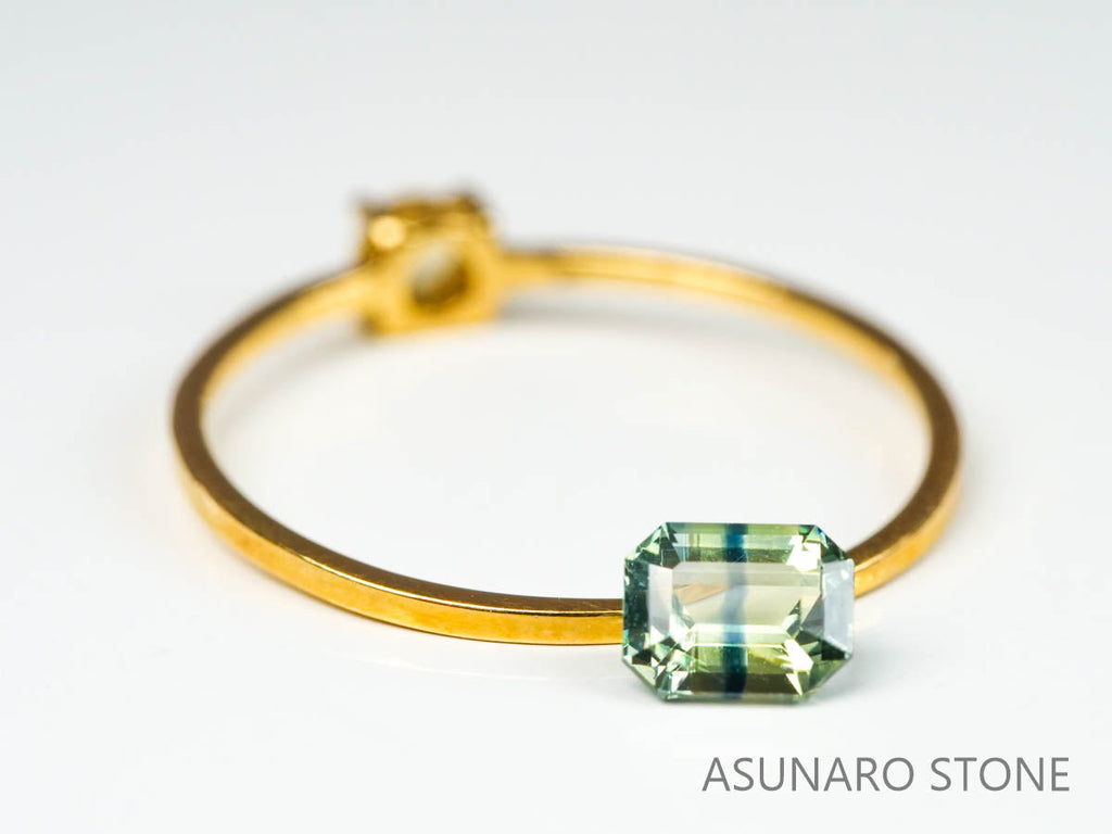 バイカラーサファイア 　エメラルドカット　 スリランカ産　0.55ct【221017-1155】