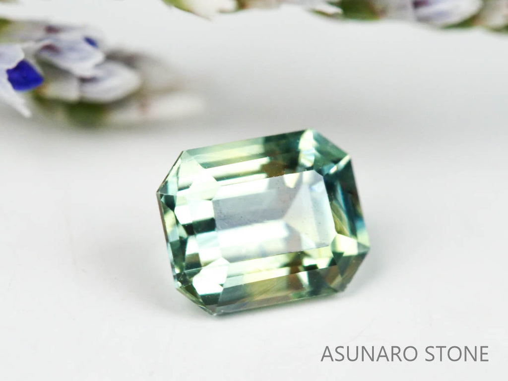 バイカラーサファイア 　エメラルドカット　 スリランカ産　0.50ct【221017-1156】