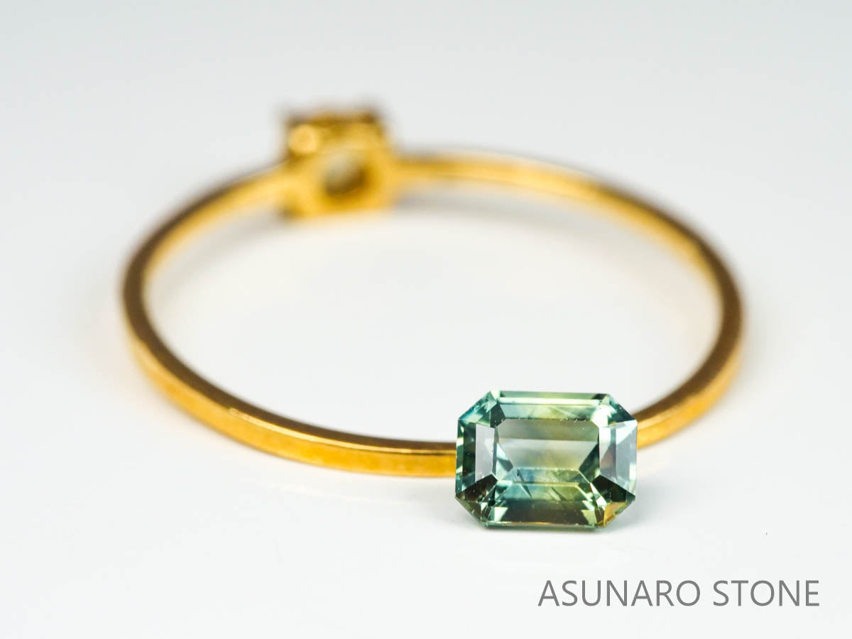 バイカラーサファイア 　エメラルドカット　 スリランカ産　0.50ct【221017-1156】