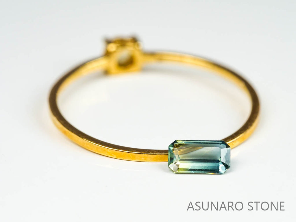 バイカラーサファイア 　エメラルドカット　 スリランカ産　0.28ct【221017-1158】
