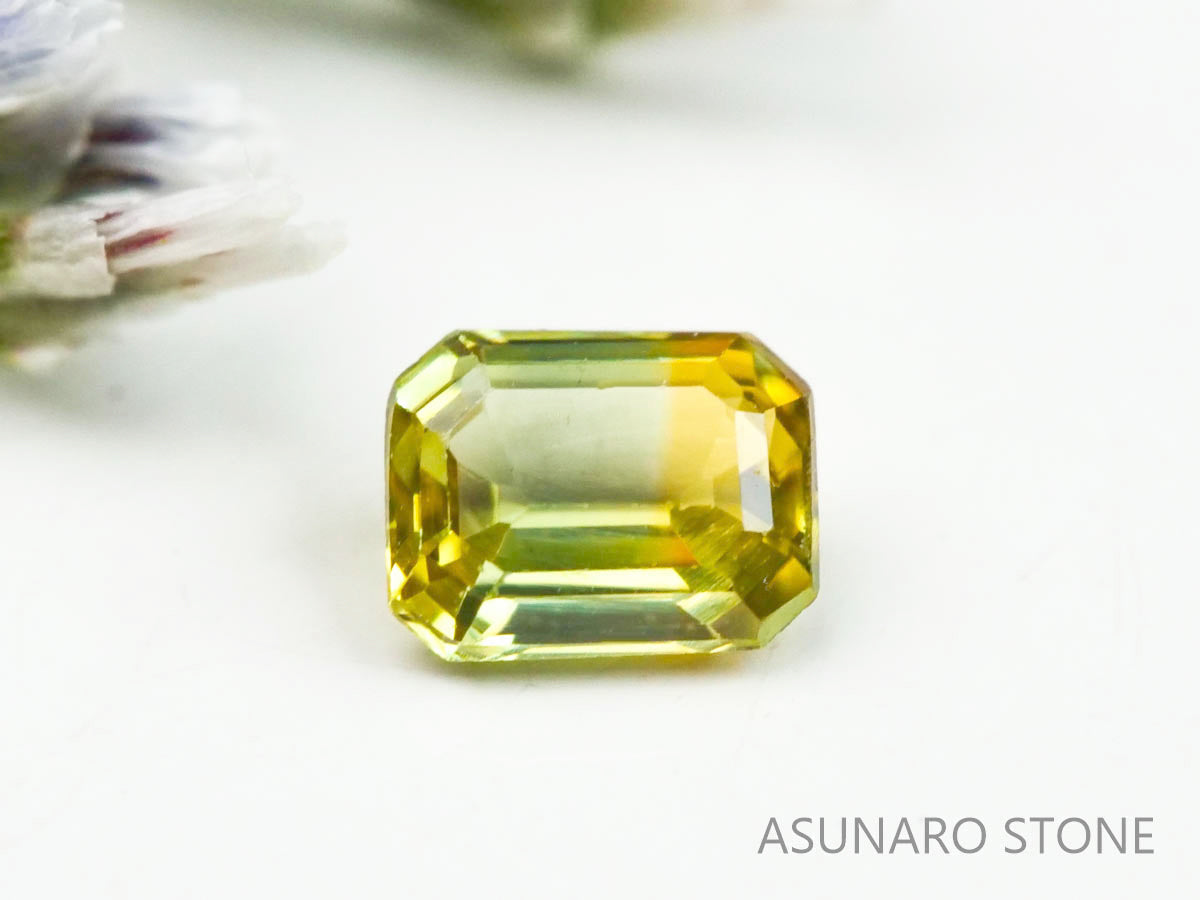 バイカラーサファイア 　エメラルドカット　 スリランカ産　0.14ct【221017-1161】