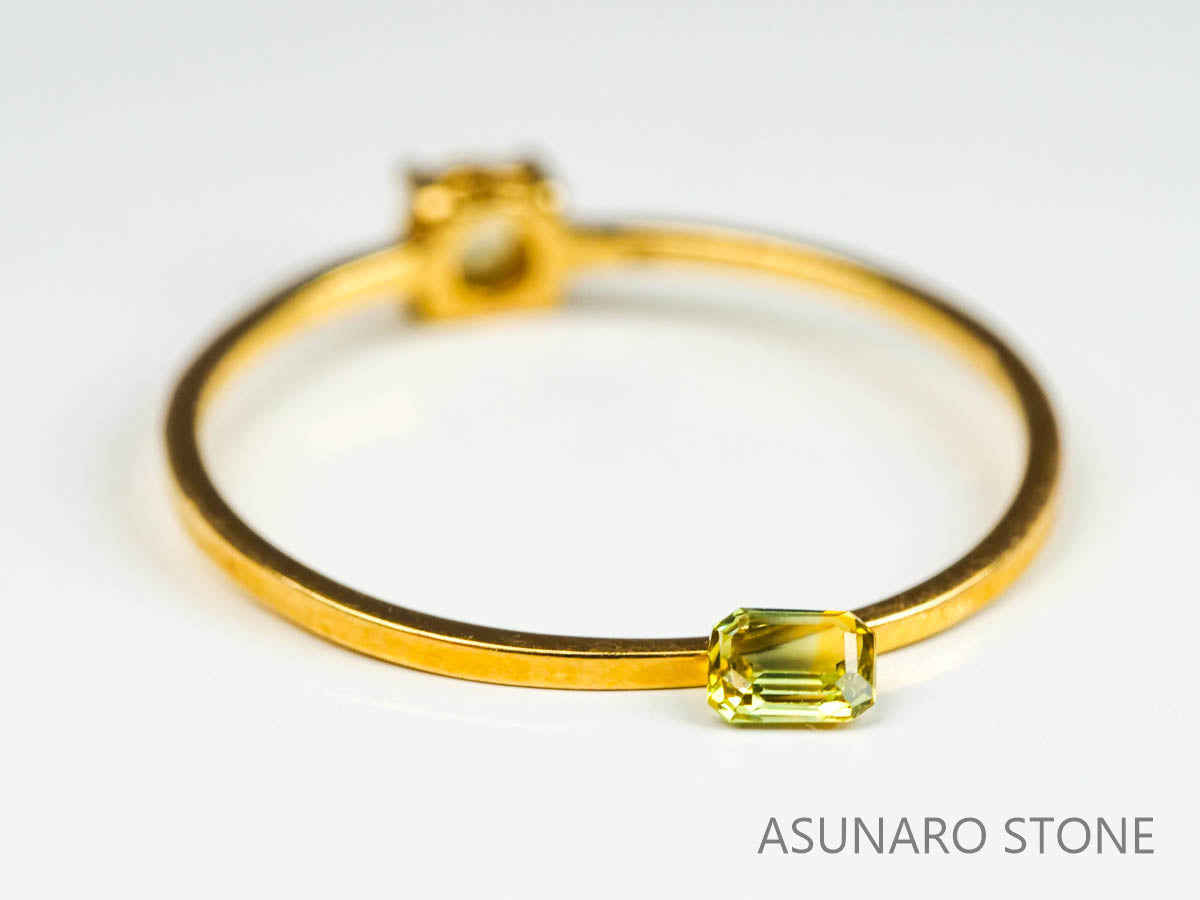 バイカラーサファイア 　エメラルドカット　 スリランカ産　0.14ct【221017-1161】