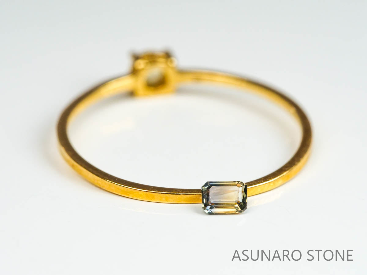 バイカラーサファイア 　エメラルドカット　 スリランカ産　0.13ct【221017-1162】