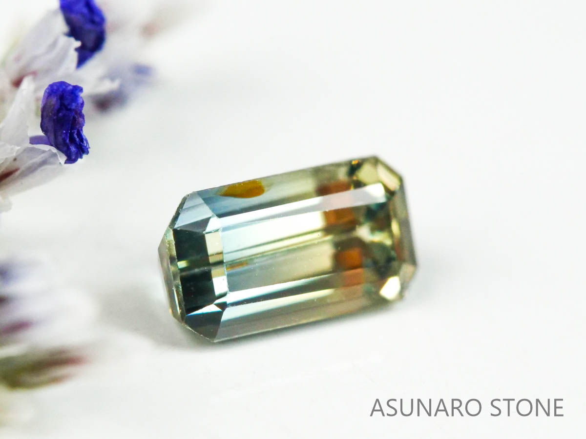 バイカラーサファイア 　エメラルドカット　 スリランカ産　0.27ct【221017-1165】