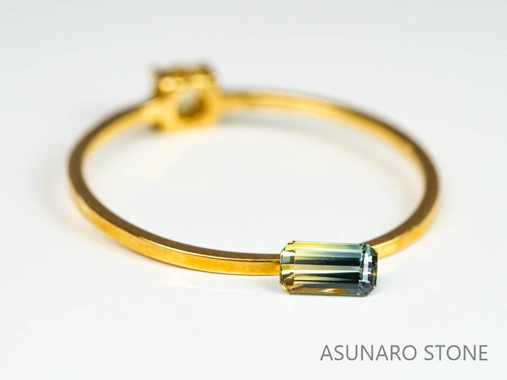 バイカラーサファイア 　エメラルドカット　 スリランカ産　0.27ct【221017-1165】