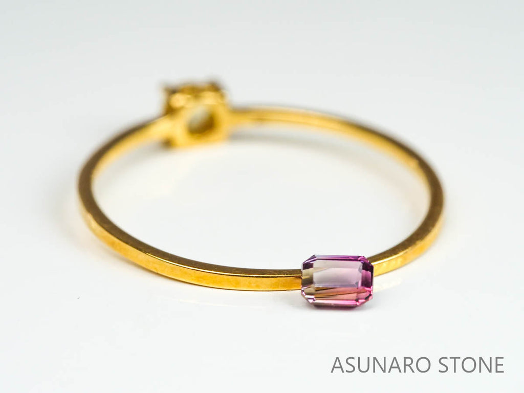 バイカラーサファイア 　エメラルドカット　 スリランカ産　0.21ct【221017-1166】