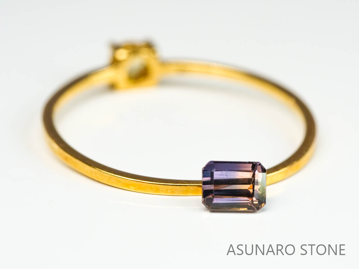 バイカラーサファイア 　エメラルドカット　 スリランカ産　0.39ct【221017-1167】