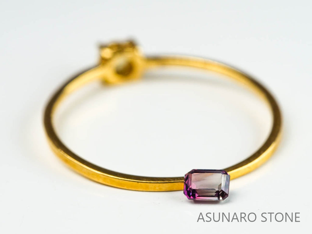 バイカラーサファイア 　エメラルドカット　 スリランカ産　0.16ct【221017-1170】