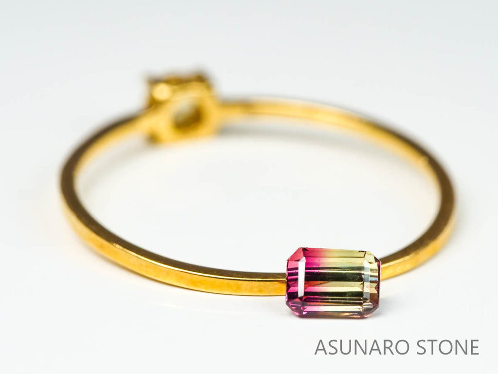 バイカラーサファイア 　エメラルドカット　 スリランカ産　0.34ct【221017-1171】